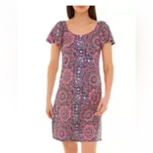 Robbie Bee Print Paisley Dress With Elastic on Shoulders